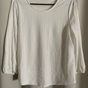 Elegant White Eyelet Women's Top